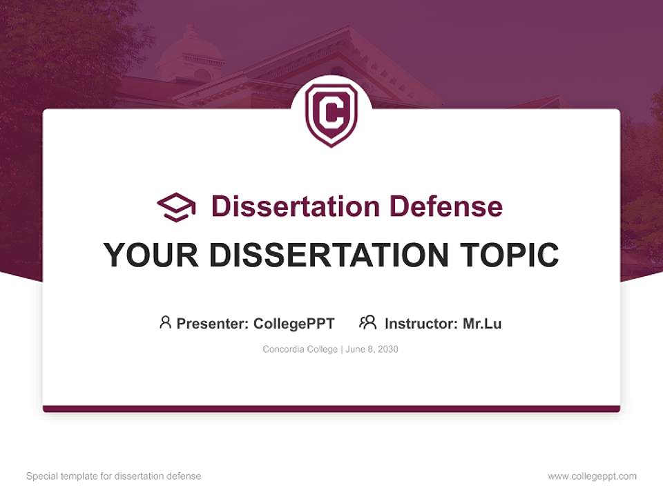 Concordia College Graduation Thesis Defense PPT Template4:3 ratio PPT effect preview image7