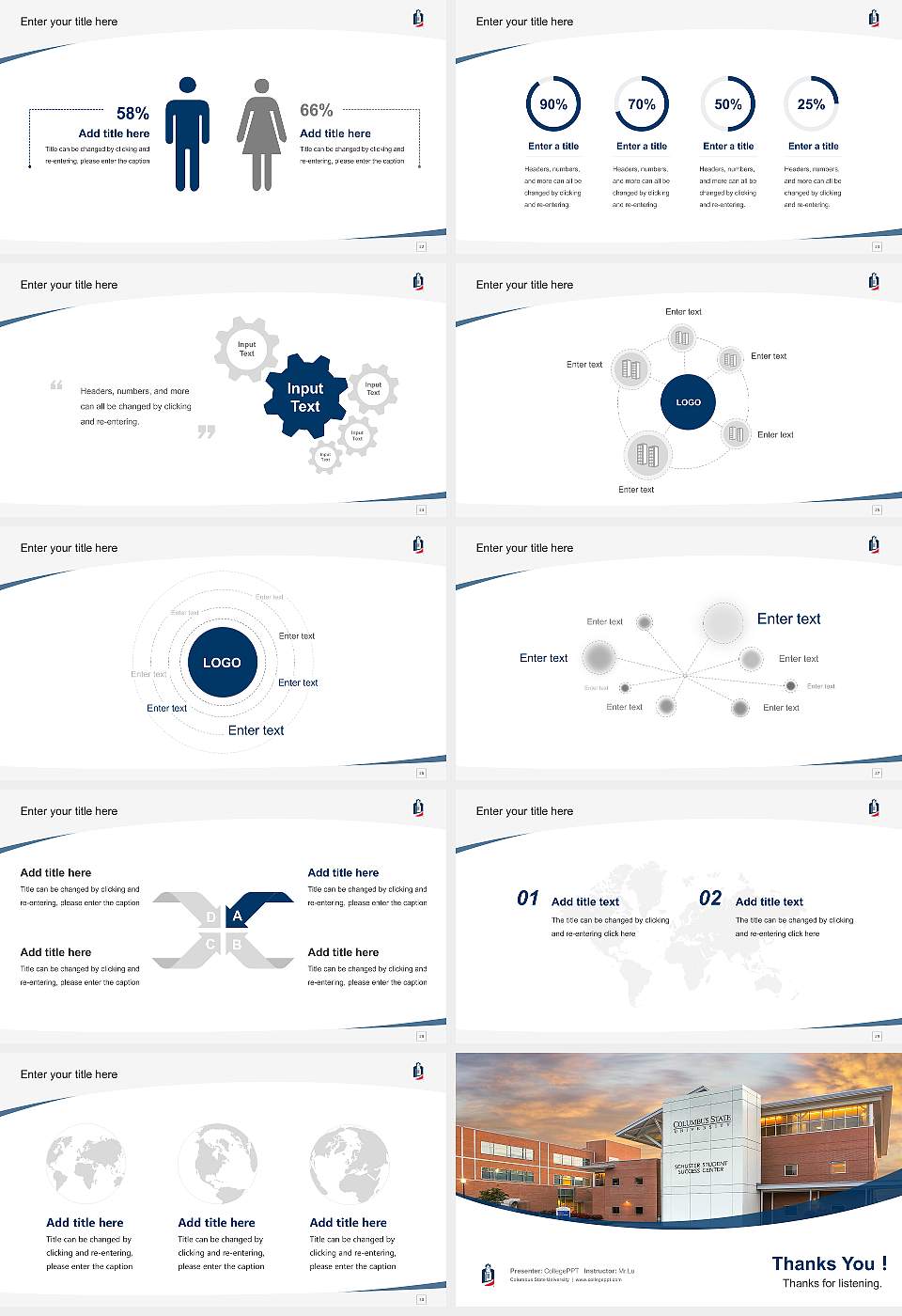 Columbus State University Course/Courseware Creation PPT Template16:9 ratio PPT effect preview image4