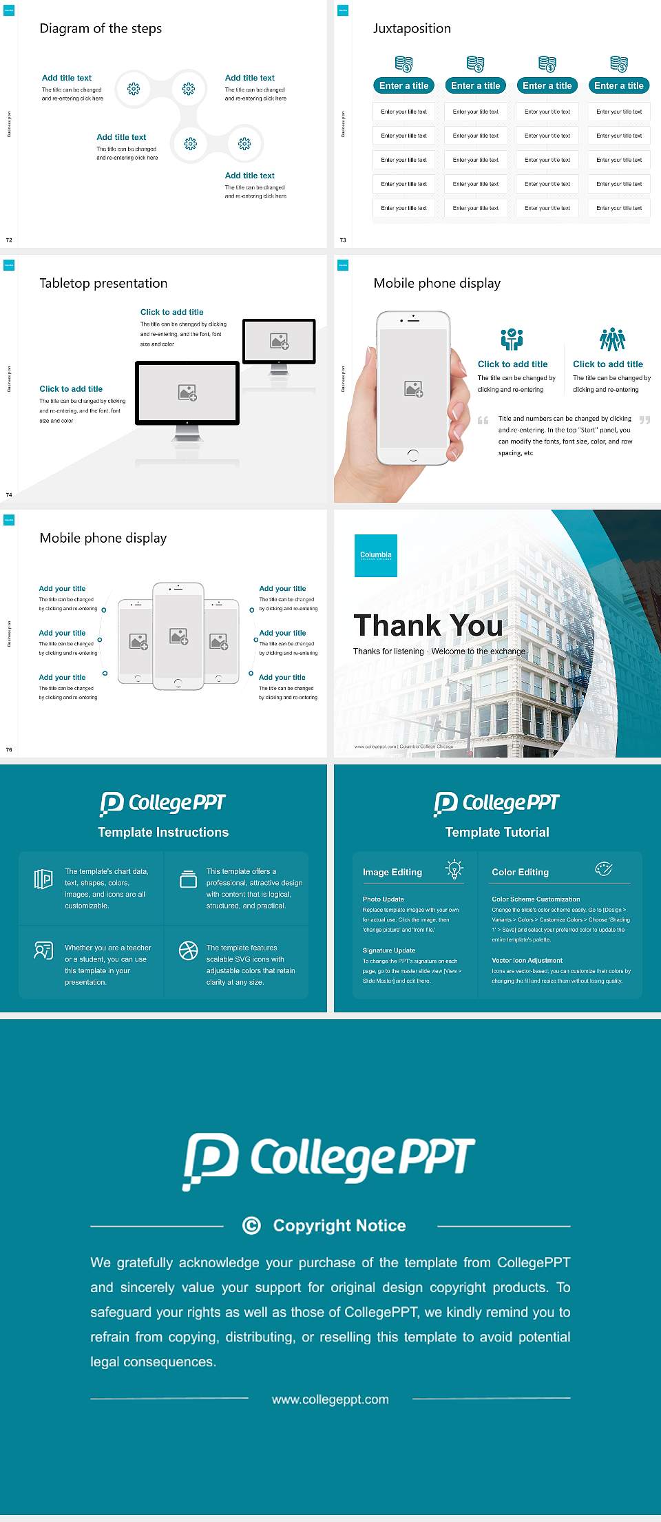 Columbia College Chicago Competition/Entrepreneurship Contest PPT Template4:3 ratio PPT effect preview image9