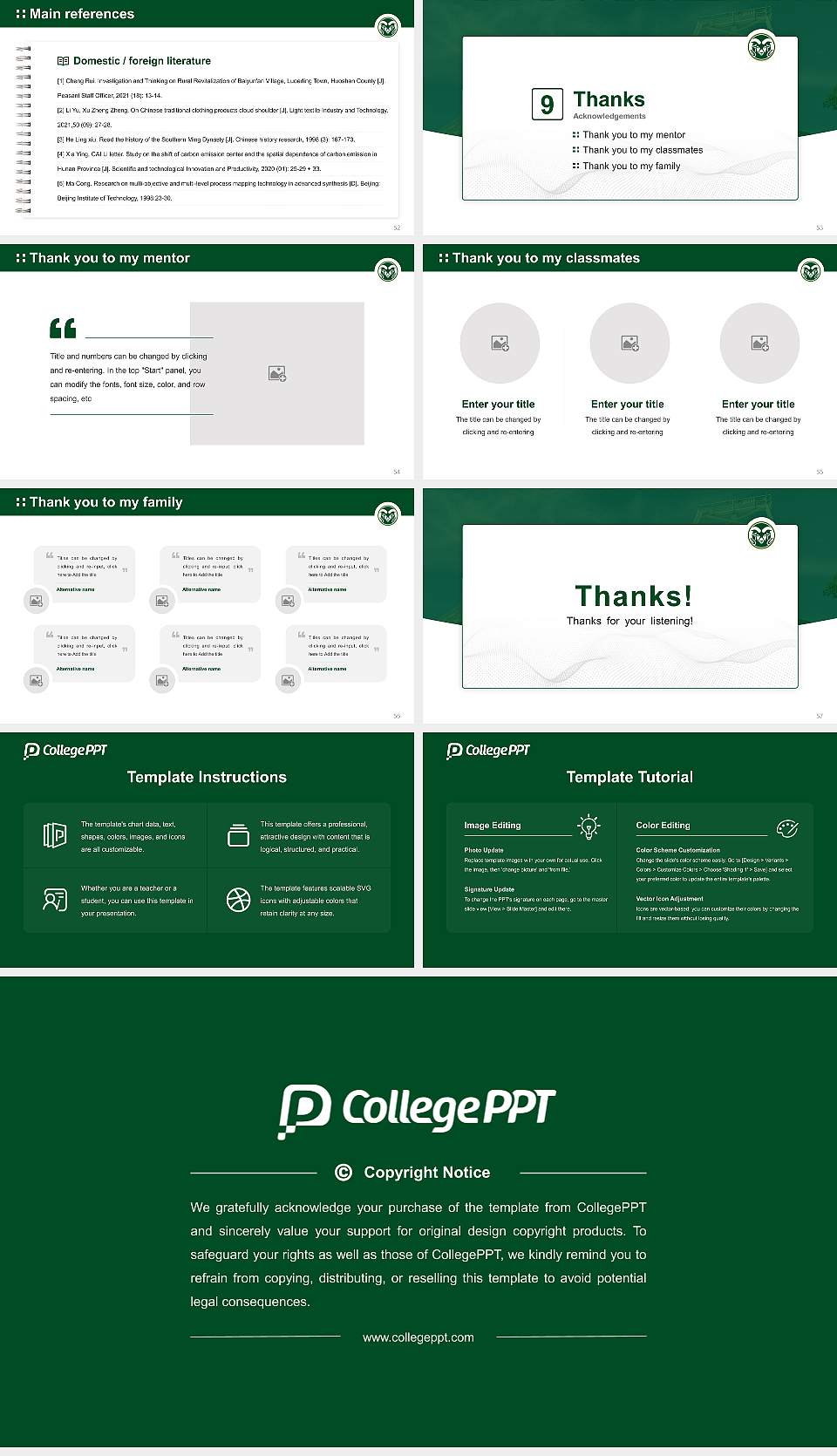 Colorado State University-Fort Collins Graduation Thesis Defense PPT Template16:9 ratio PPT effect preview image7