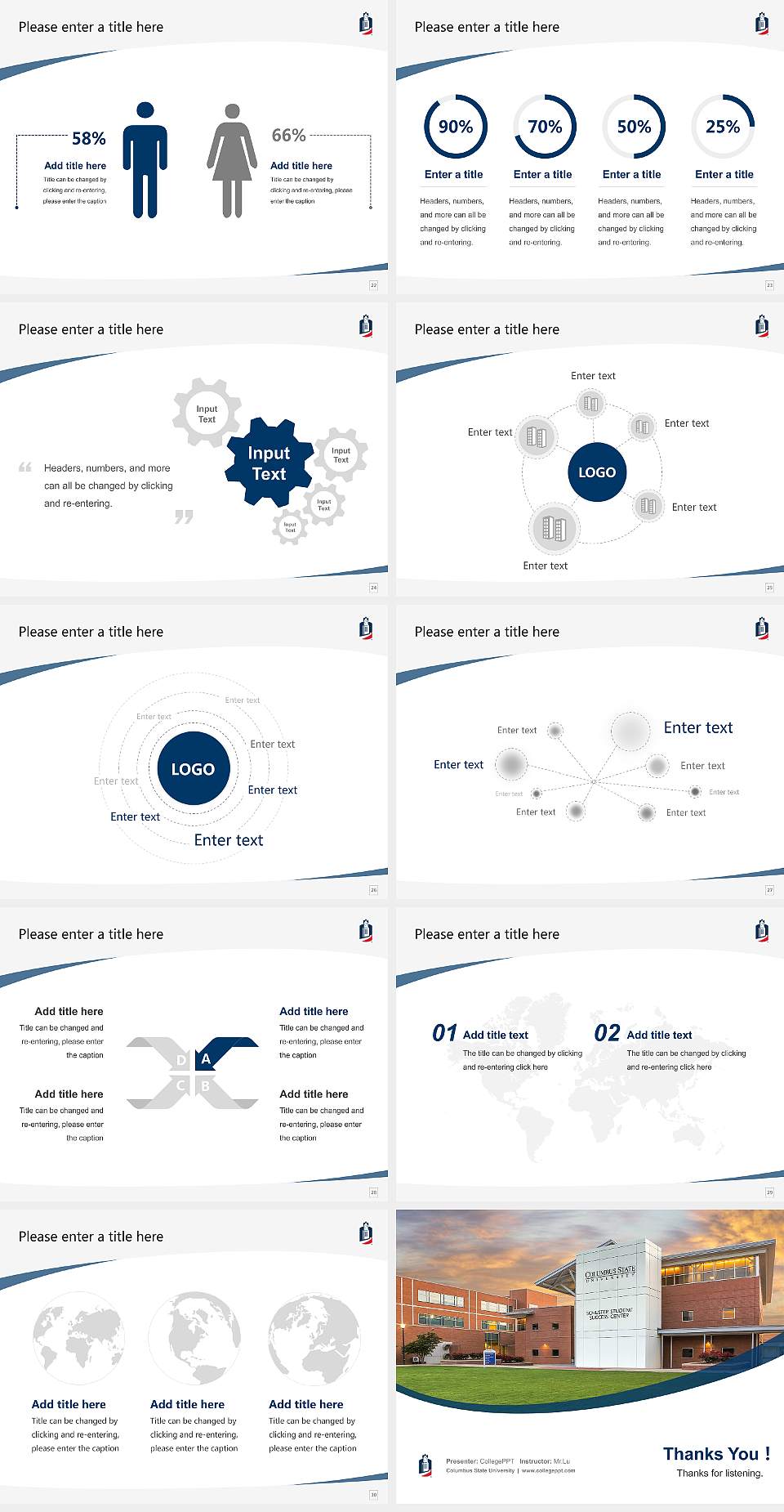 Columbus State University Course/Courseware Creation PPT Template4:3 ratio PPT effect preview image4