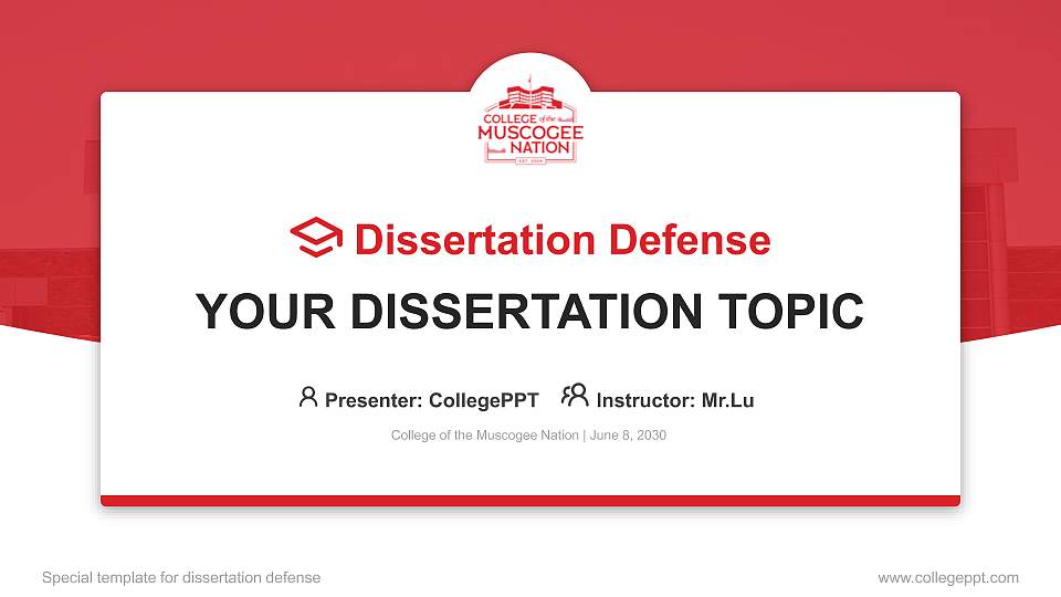 College of the Muscogee Nation Graduation Thesis Defense PPT Template16:9 ratio PPT effect preview image