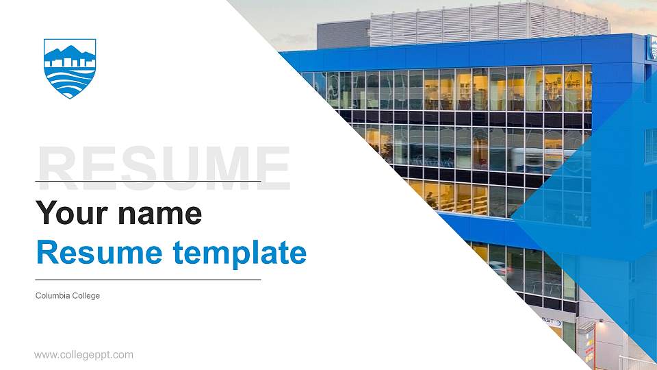Columbia College Resume PPT Template16:9 ratio PPT effect preview image