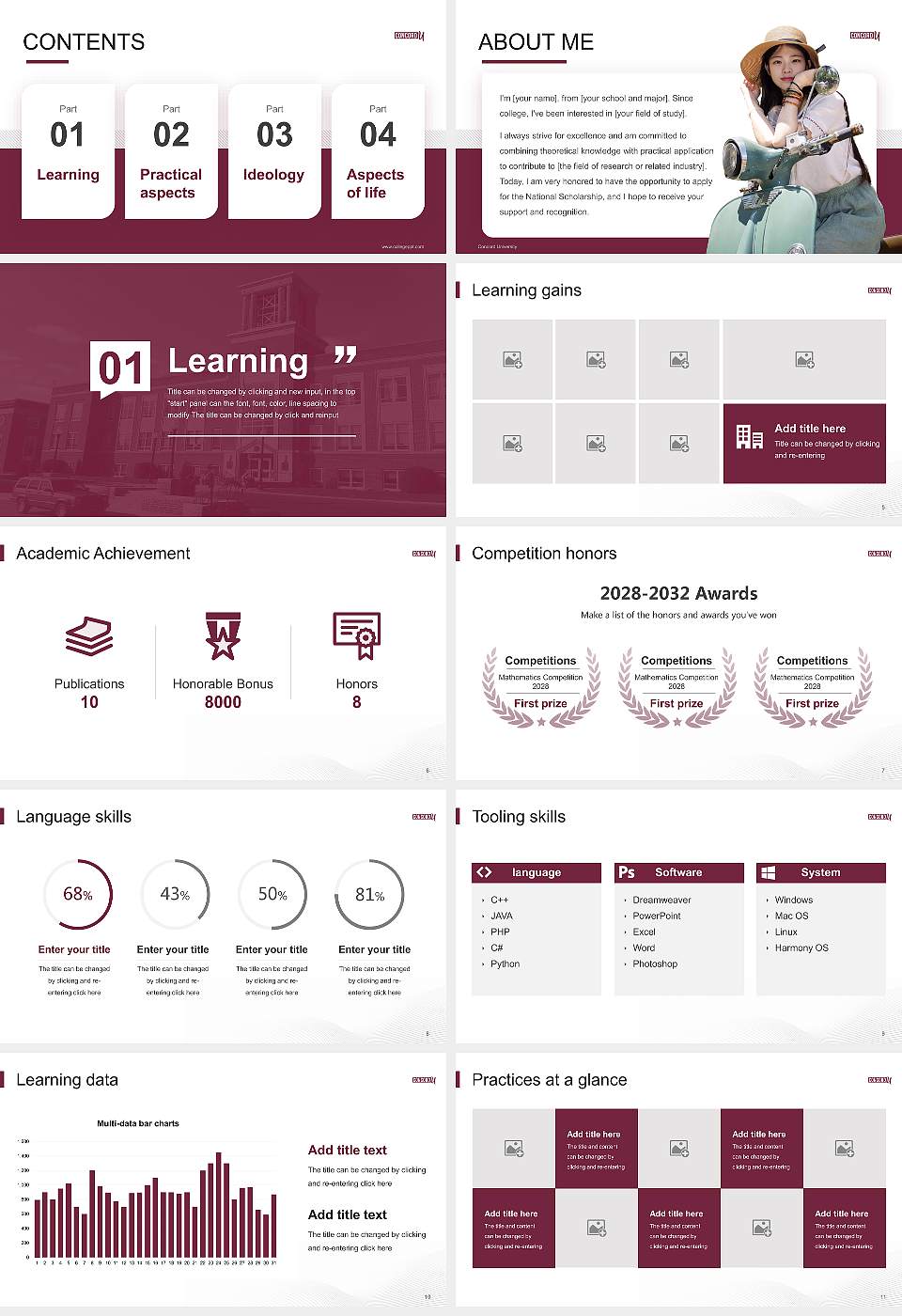 Concord University National Scholarship Defense PPT Template16:9 ratio PPT effect preview image2