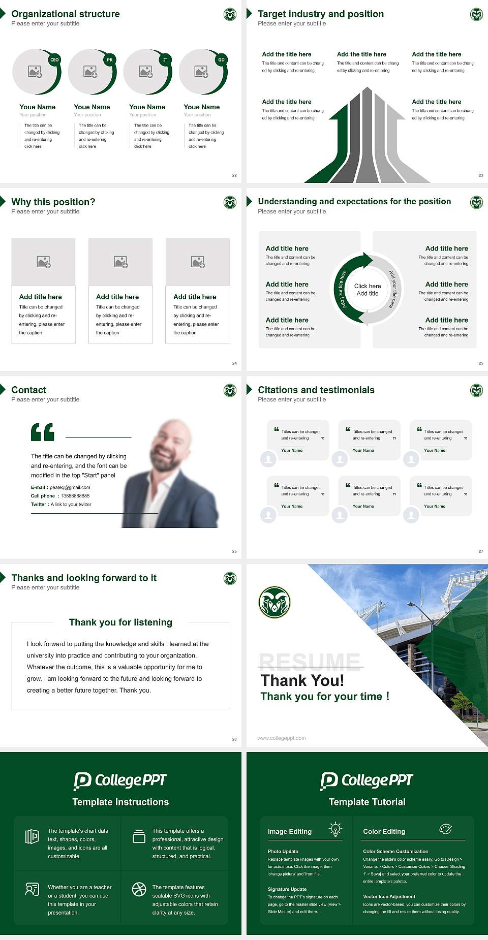 Colorado State University-Fort Collins Resume PPT Template4:3 ratio PPT effect preview image4