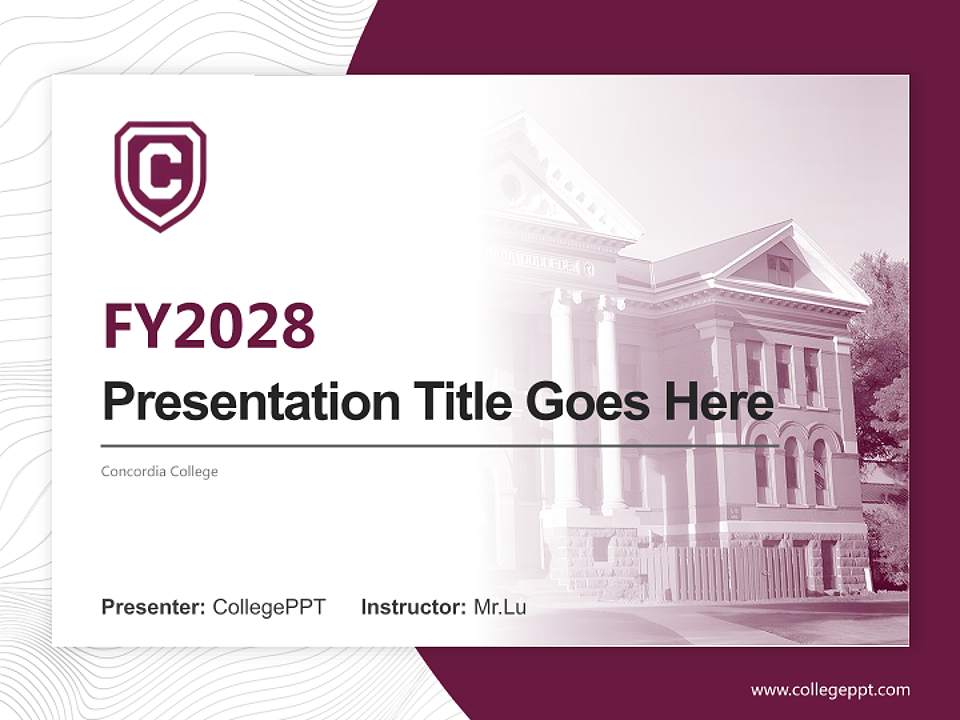 Concordia College Academic Presentation/Research Findings Report PPT Template4:3 ratio PPT effect preview image5