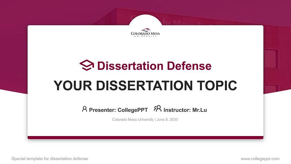 Colorado Mesa University Graduation Thesis Defense PPT Template16:9 ratio PPT effect preview image