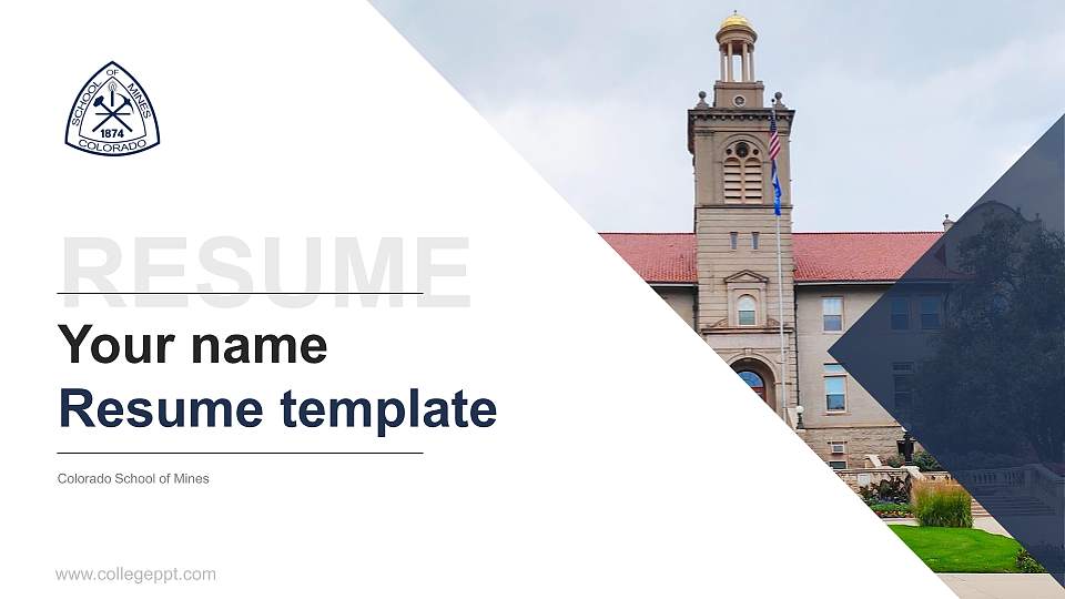 Colorado School of Mines Resume PPT Template16:9 ratio PPT effect preview image