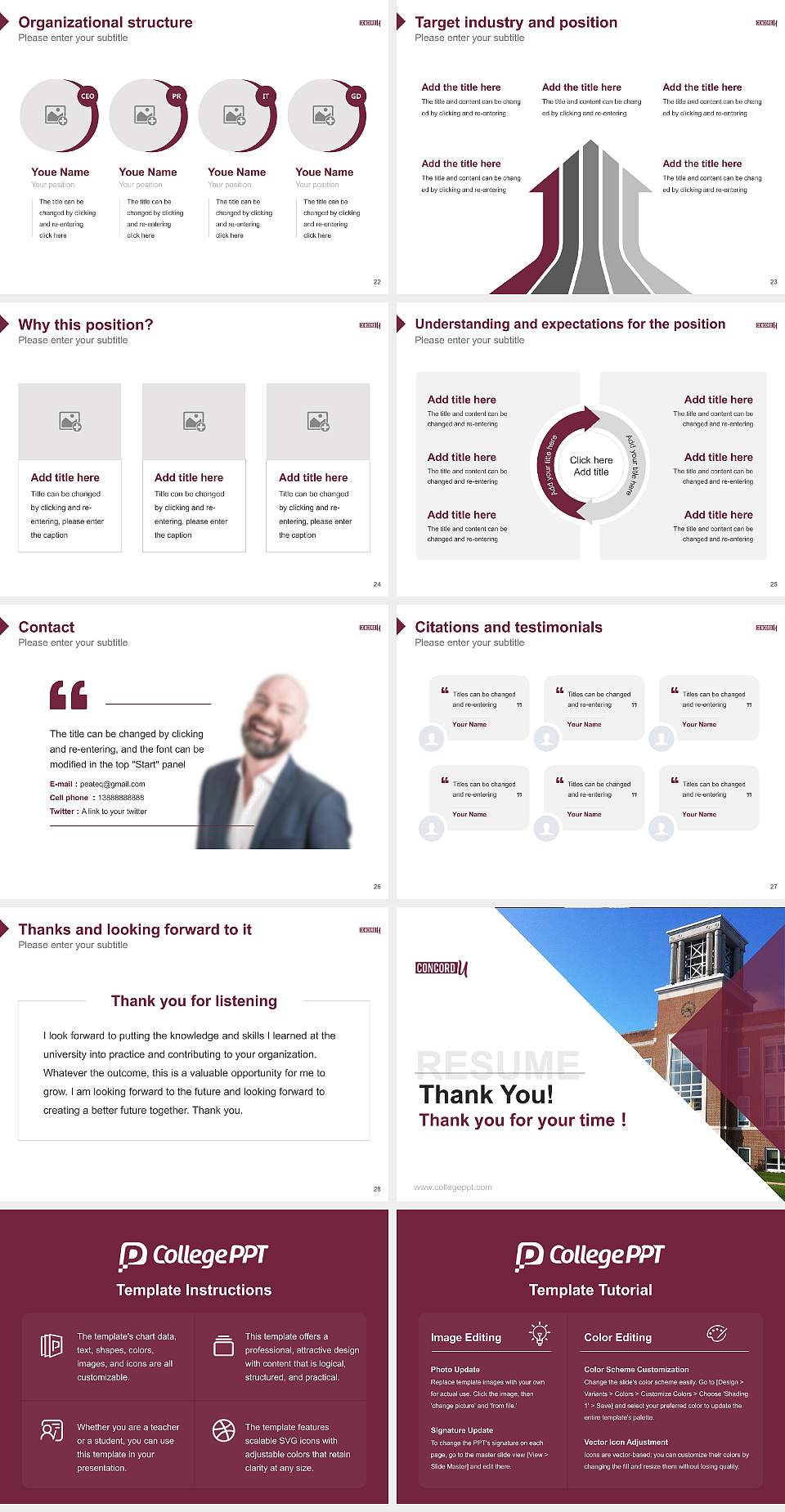 Concord University Resume PPT Template4:3 ratio PPT effect preview image4