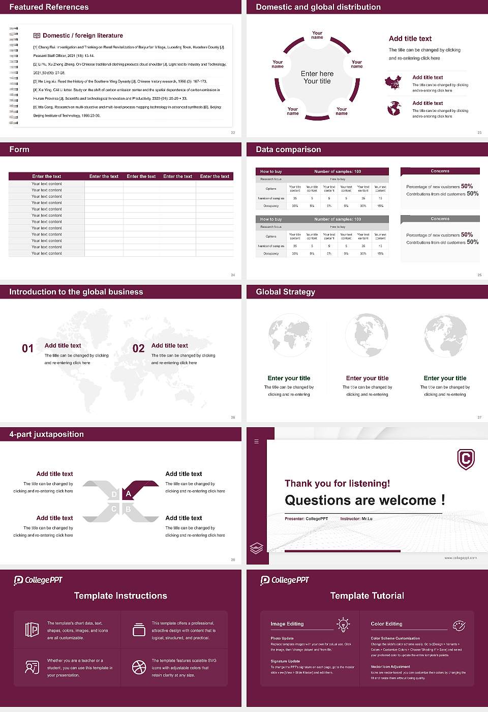 Concordia College Thesis Proposal/Graduation Defense PPT Template16:9 ratio PPT effect preview image4