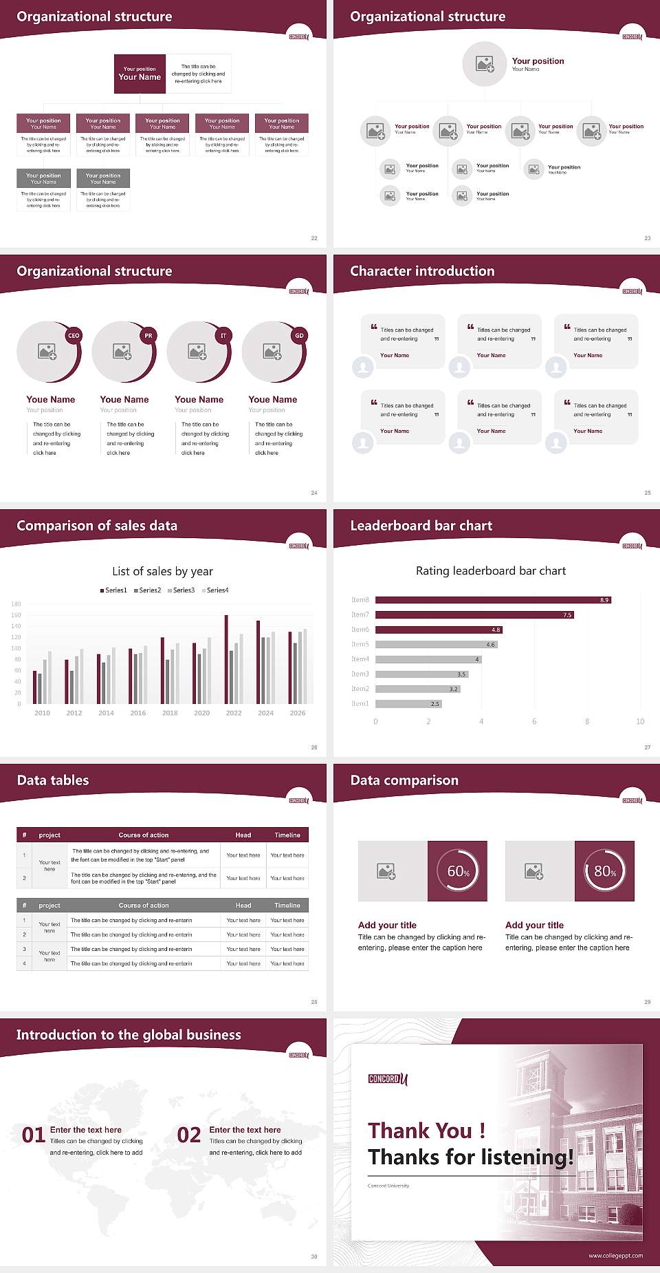 Concord University Academic Presentation/Research Findings Report PPT Template4:3 ratio PPT effect preview image4