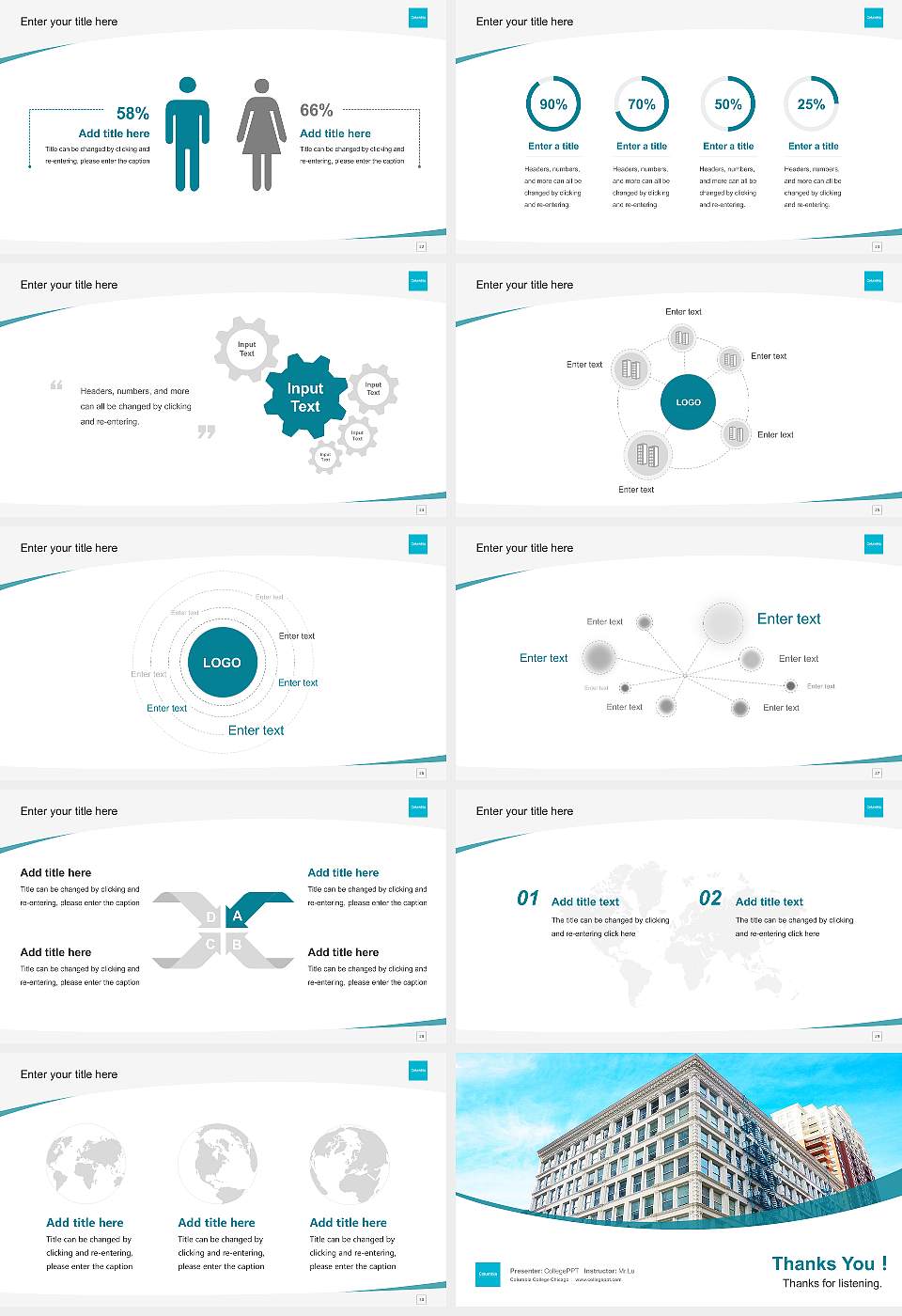 Columbia College Chicago Course/Courseware Creation PPT Template16:9 ratio PPT effect preview image4