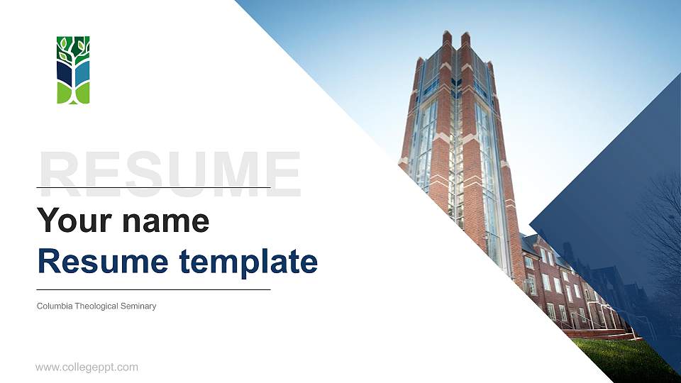 Columbia Theological Seminary Resume PPT Template16:9 ratio PPT effect preview image