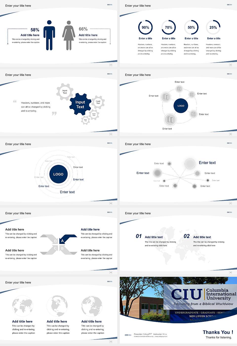 Columbia International University Course/Courseware Creation PPT Template16:9 ratio PPT effect preview image4