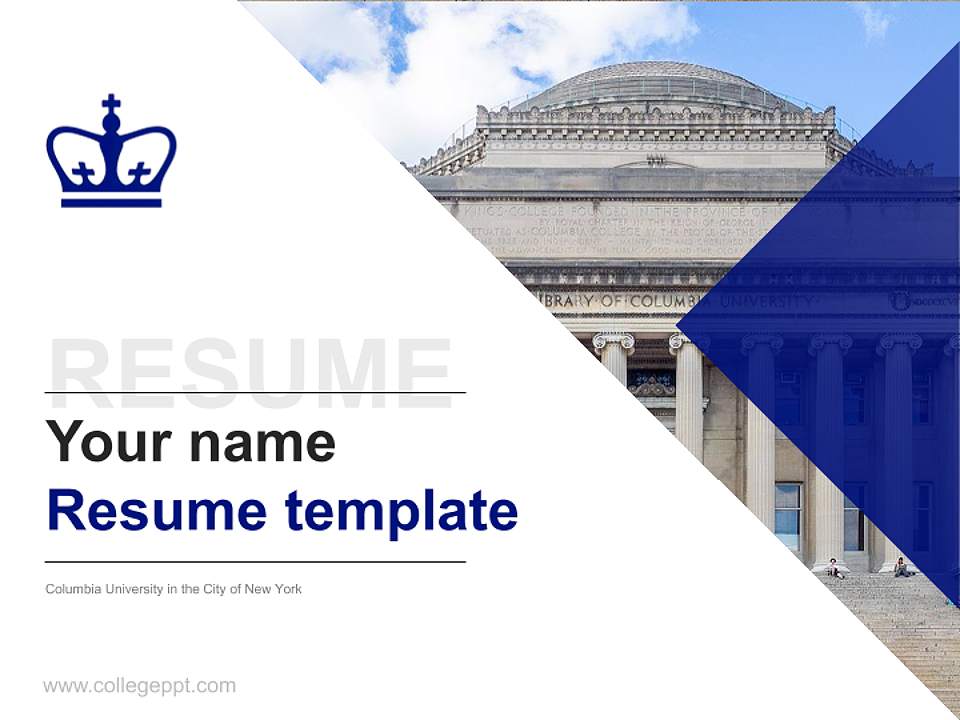 Columbia University in the City of New York Resume PPT Template4:3 ratio PPT effect preview image5