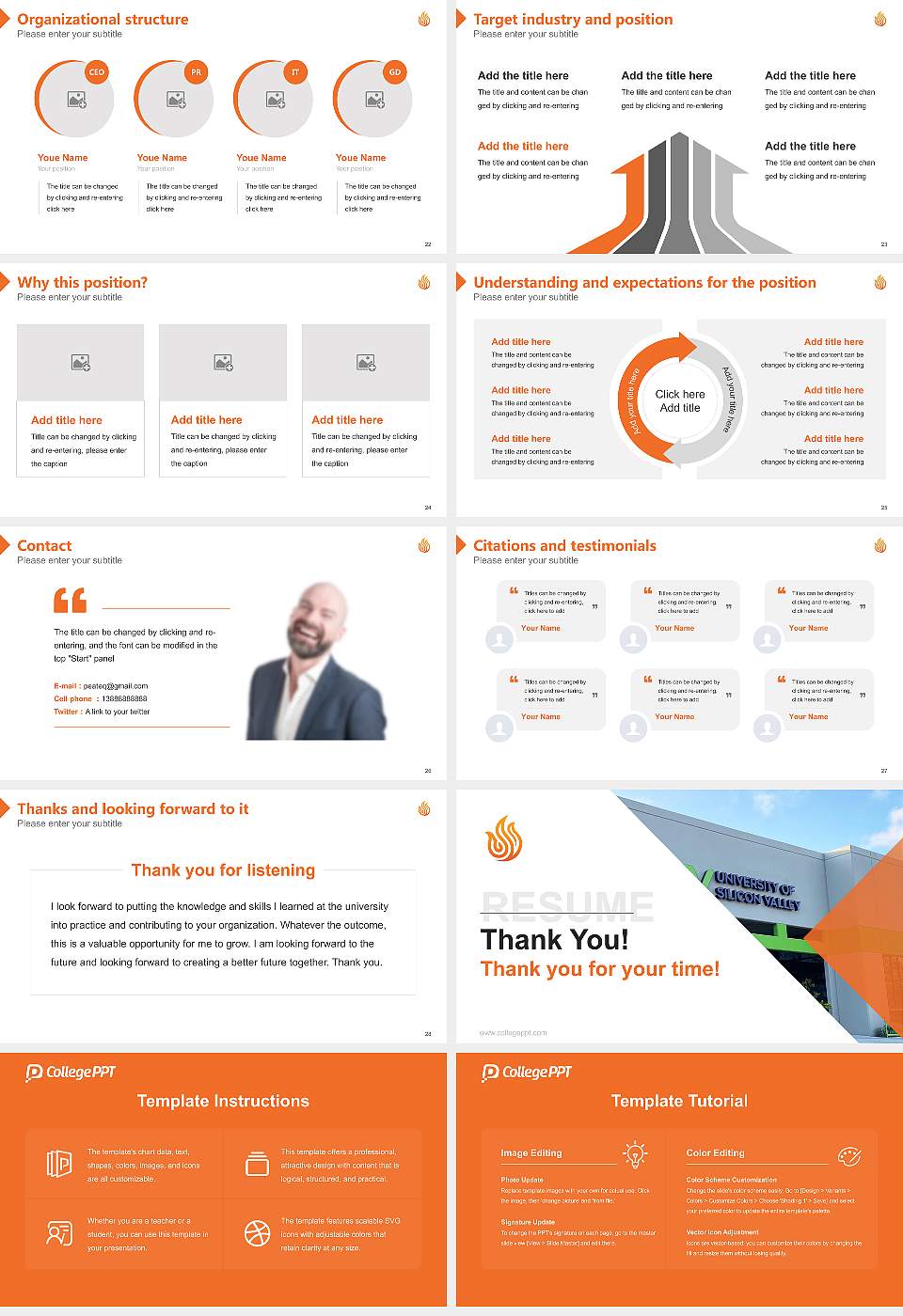 University of Silicon Valley Resume PPT Template16:9 ratio PPT effect preview image4