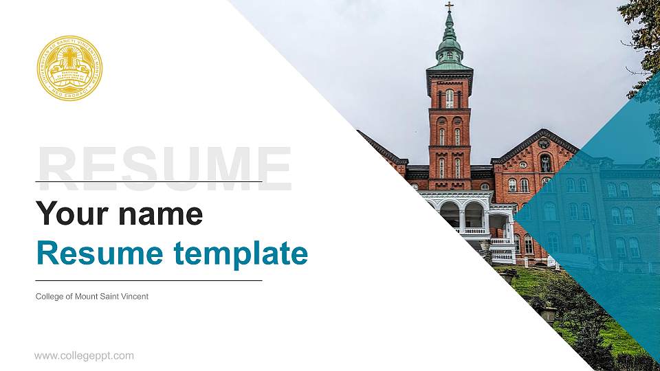 College of Mount Saint Vincent Resume PPT Template16:9 ratio PPT effect preview image