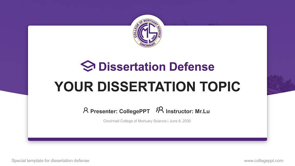 Cincinnati College of Mortuary Science Graduation Thesis Defense PPT Template16:9 ratio PPT effect preview image