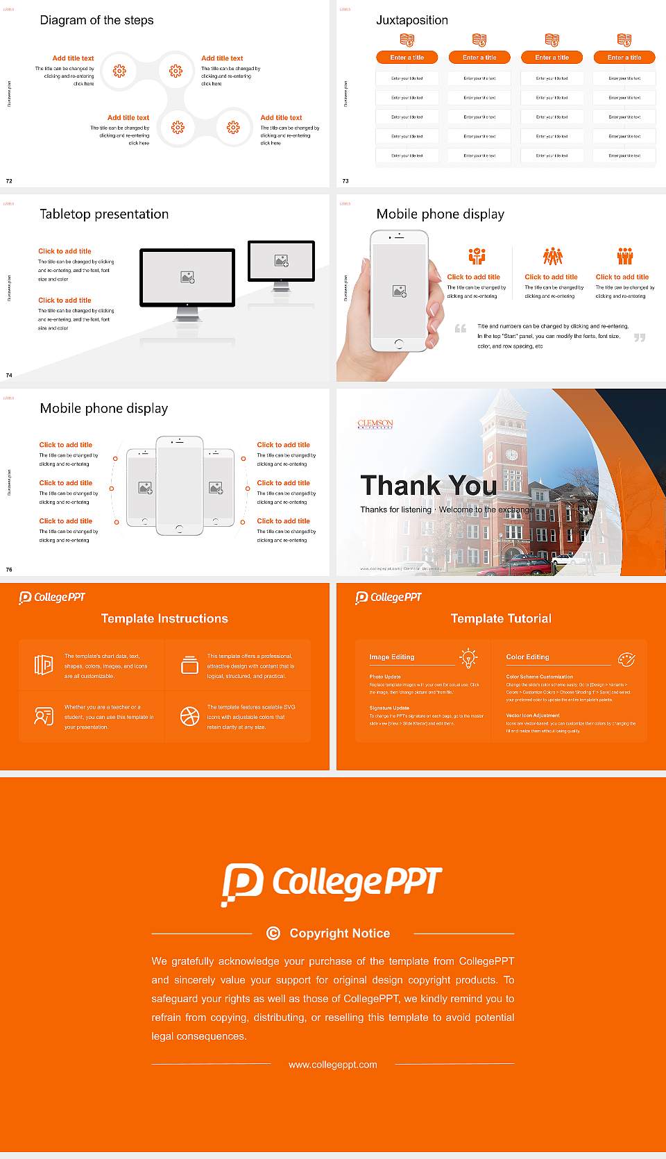Clemson University Competition/Entrepreneurship Contest PPT Template16:9 ratio PPT effect preview image9