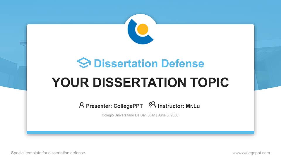 Colegio Universitario De San Juan Graduation Thesis Defense PPT Template16:9 ratio PPT effect preview image