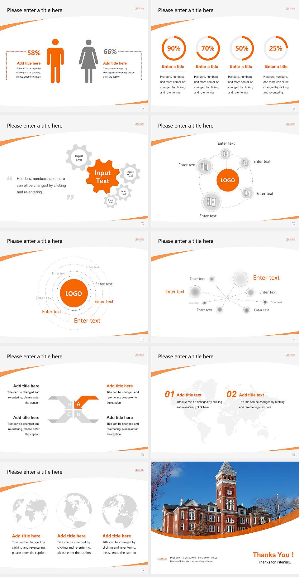 Clemson University Course/Courseware Creation PPT Template4:3 ratio PPT effect preview image4