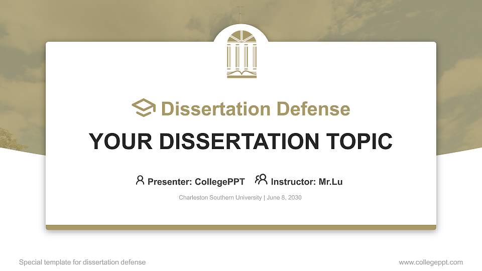 Charleston Southern University Graduation Thesis Defense PPT Template16:9 ratio PPT effect preview image