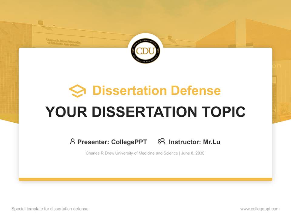 Charles R Drew University of Medicine and Science Graduation Thesis Defense PPT Template4:3 ratio PPT effect preview image7