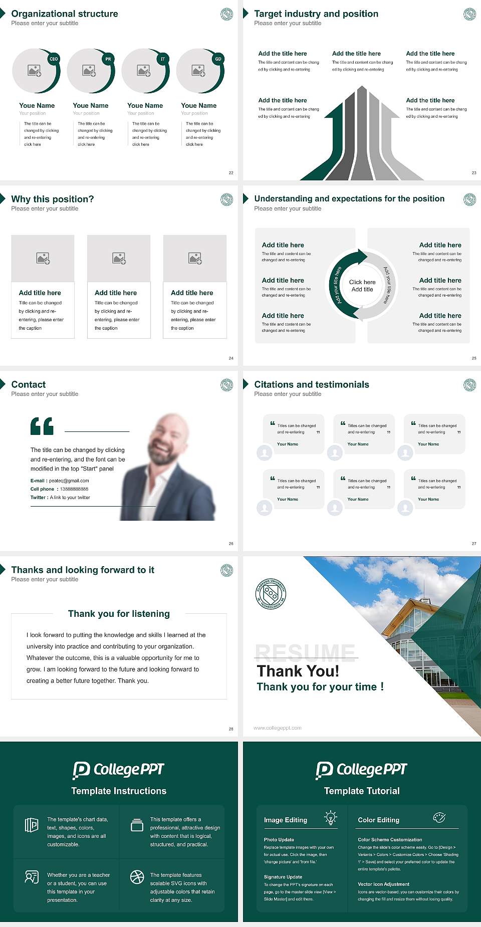 Clarkson University Resume PPT Template4:3 ratio PPT effect preview image4