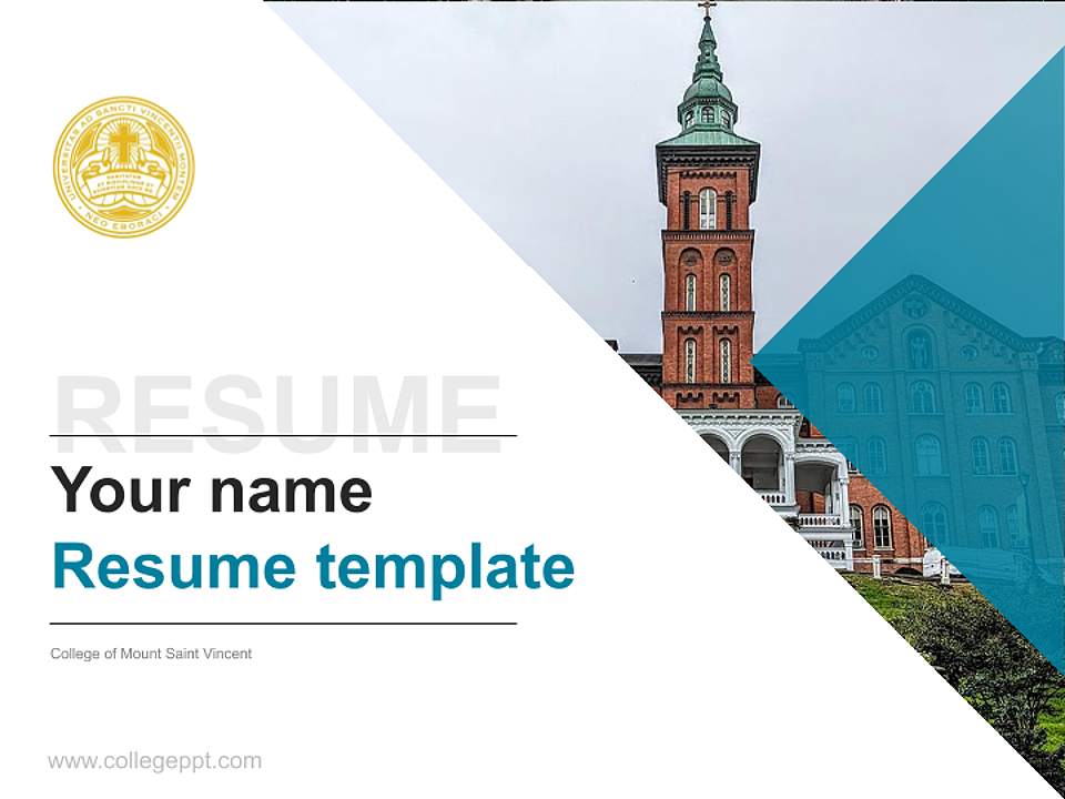 College of Mount Saint Vincent Resume PPT Template4:3 ratio PPT effect preview image5