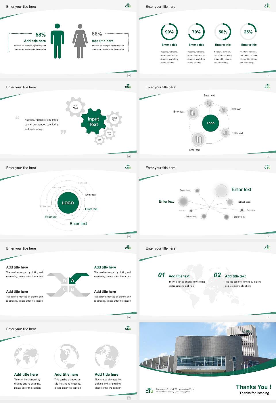 Cleveland State University Course/Courseware Creation PPT Template16:9 ratio PPT effect preview image4