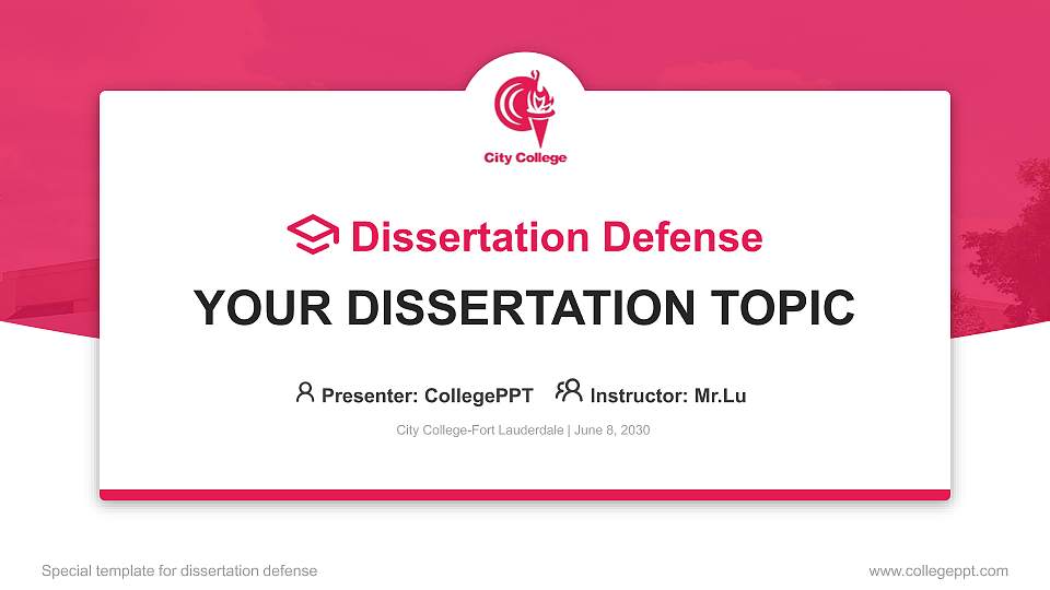 City College-Fort Lauderdale Graduation Thesis Defense PPT Template16:9 ratio PPT effect preview image
