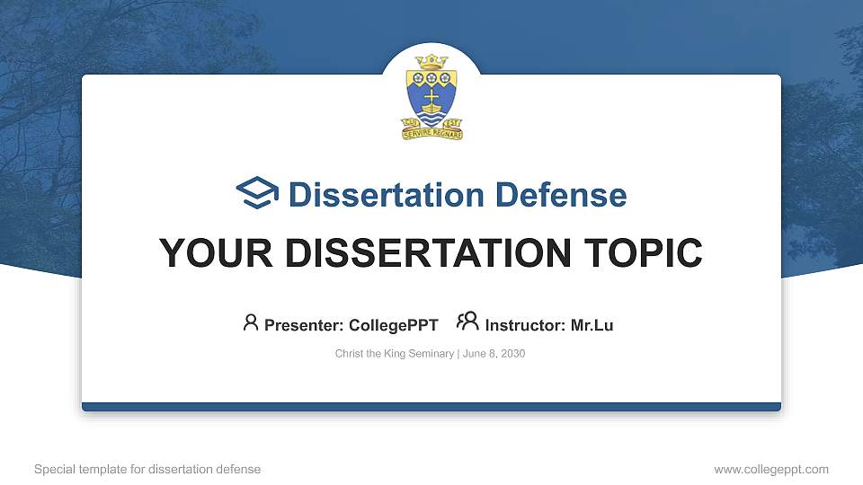 Christ the King Seminary Graduation Thesis Defense PPT Template16:9 ratio PPT effect preview image