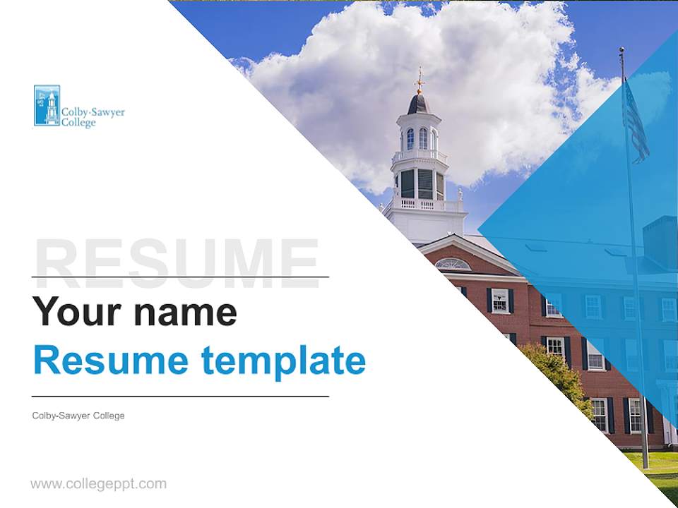 Colby-Sawyer College Resume PPT Template4:3 ratio PPT effect preview image5