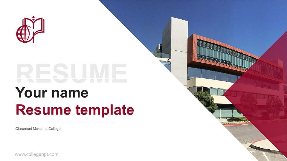 Claremont Mckenna College Resume PPT Template16:9 ratio PPT effect preview image