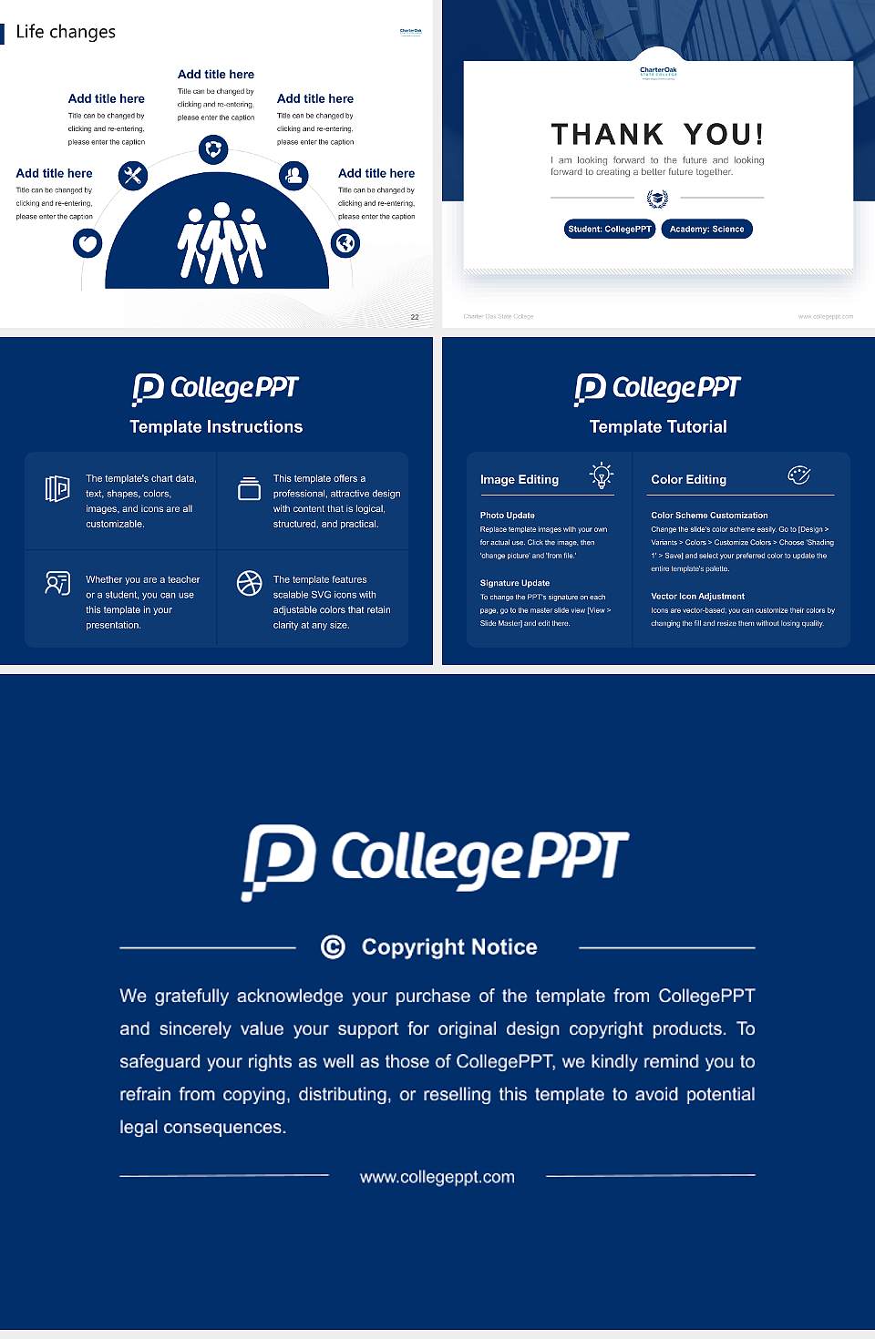 Charter Oak State College National Scholarship Defense PPT Template4:3 ratio PPT effect preview image4