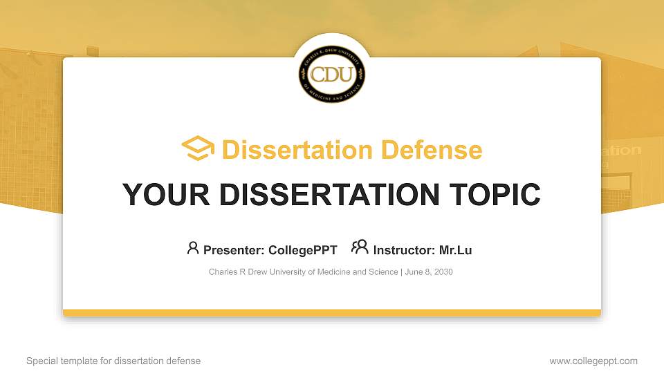 Charles R Drew University of Medicine and Science Graduation Thesis Defense PPT Template16:9 ratio PPT effect preview image