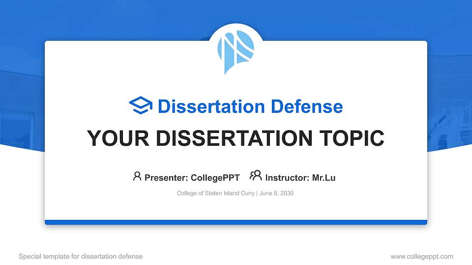 College of Staten Island Cuny Graduation Thesis Defense PPT Template16:9 ratio PPT effect preview image