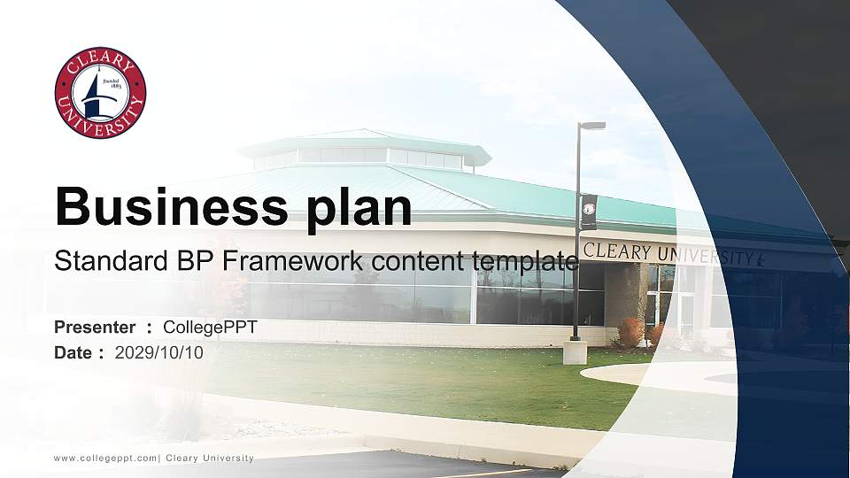 Cleary University Competition/Entrepreneurship Contest PPT Template16:9 ratio PPT effect preview image