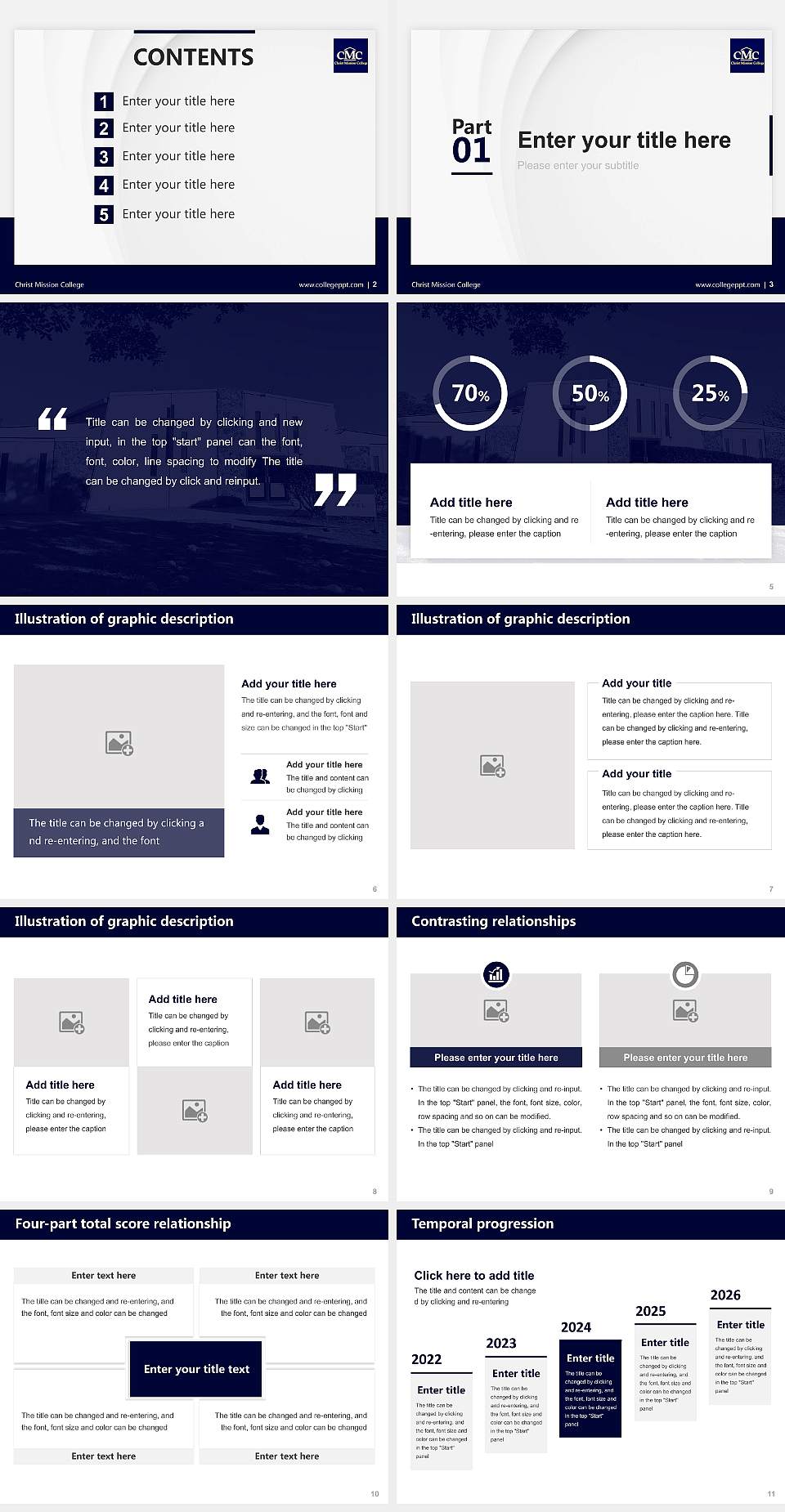 Christ Mission College Thesis Proposal/Graduation Defense PPT Template4:3 ratio PPT effect preview image2