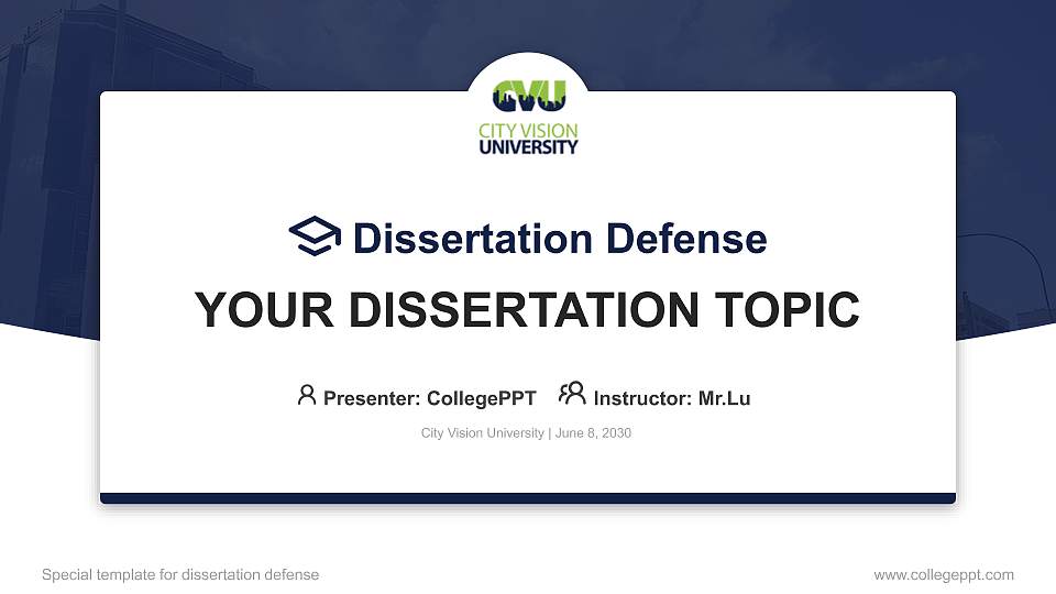 City Vision University Graduation Thesis Defense PPT Template16:9 ratio PPT effect preview image