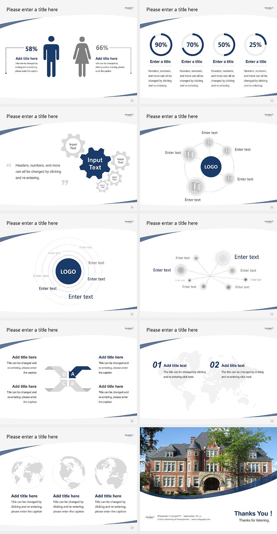 Clarion University of Pennsylvania Course/Courseware Creation PPT Template4:3 ratio PPT effect preview image4