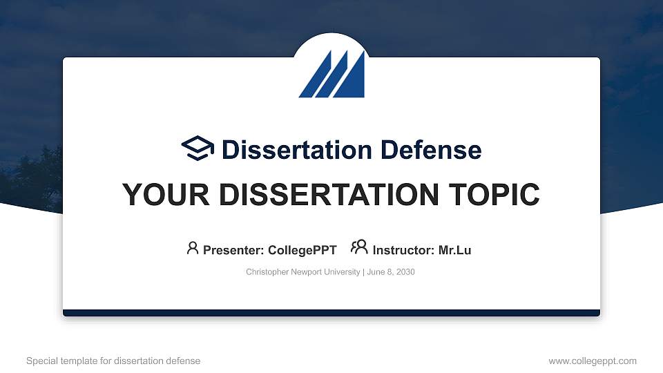 Christopher Newport University Graduation Thesis Defense PPT Template16:9 ratio PPT effect preview image