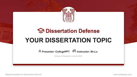 College of Charleston Graduation Thesis Defense PPT Template