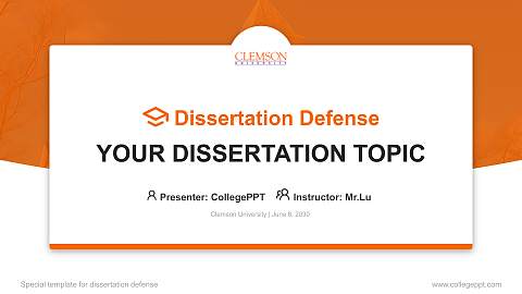 Clemson University Graduation Thesis Defense PPT Template