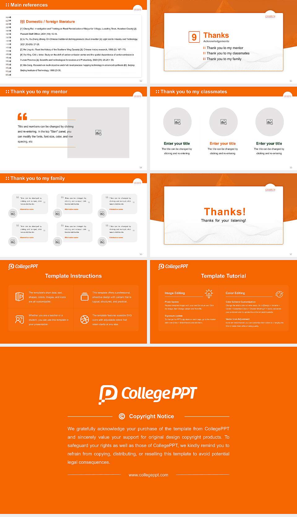 Clemson University Graduation Thesis Defense PPT Template16:9 ratio PPT effect preview image7