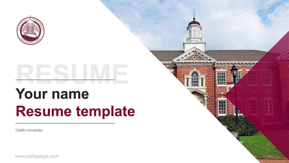 Claflin University Resume PPT Template16:9 ratio PPT effect preview image