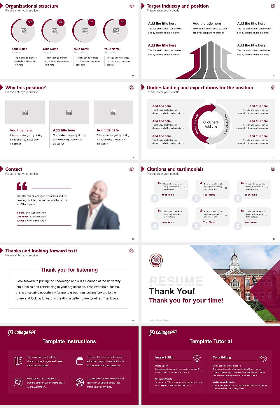 Claflin University Resume PPT Template16:9 ratio PPT effect preview image4
