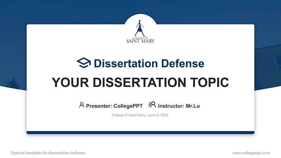 College of Saint Mary Graduation Thesis Defense PPT Template16:9 ratio PPT effect preview image