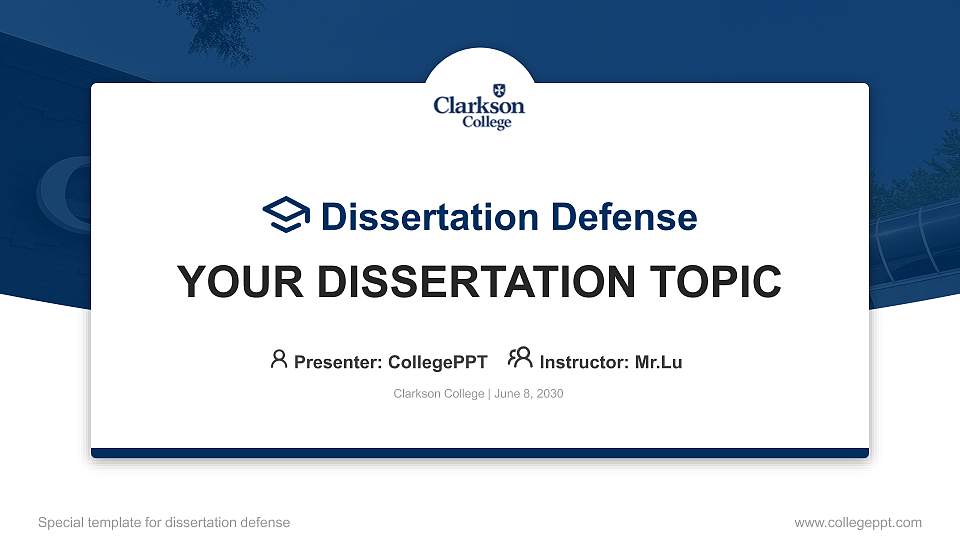 Clarkson College Graduation Thesis Defense PPT Template16:9 ratio PPT effect preview image
