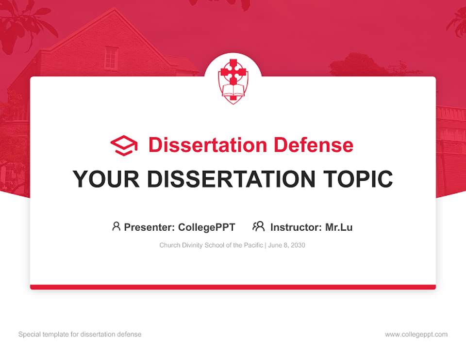 Church Divinity School of the Pacific Graduation Thesis Defense PPT Template4:3 ratio PPT effect preview image7